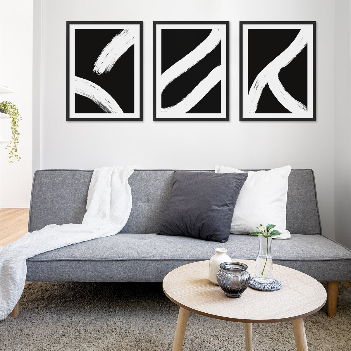 Plakaty do salonu czarno-białe 50x70 cm