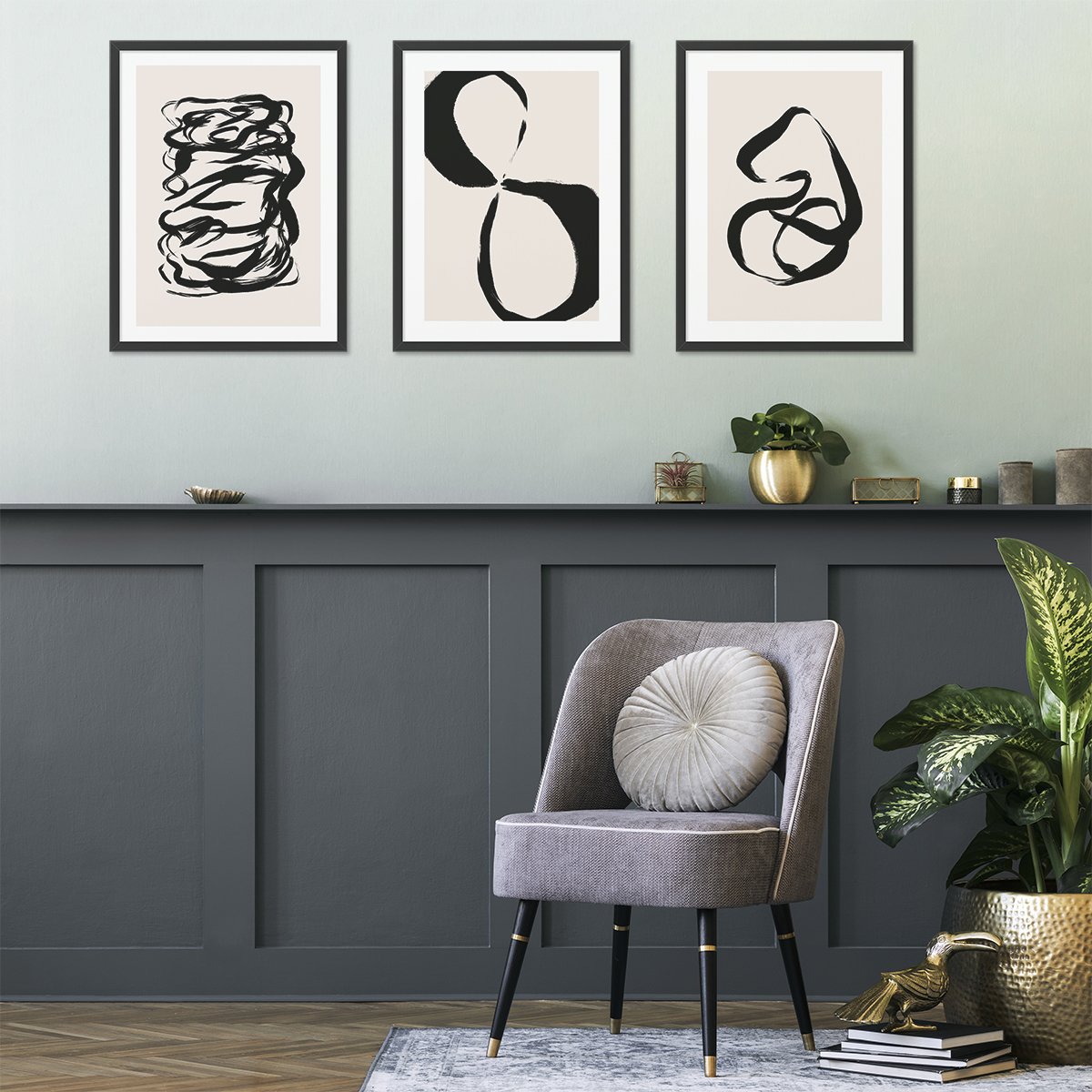 Plakaty 50x70 cm na ścianę abstrakcja w czarnej ramie