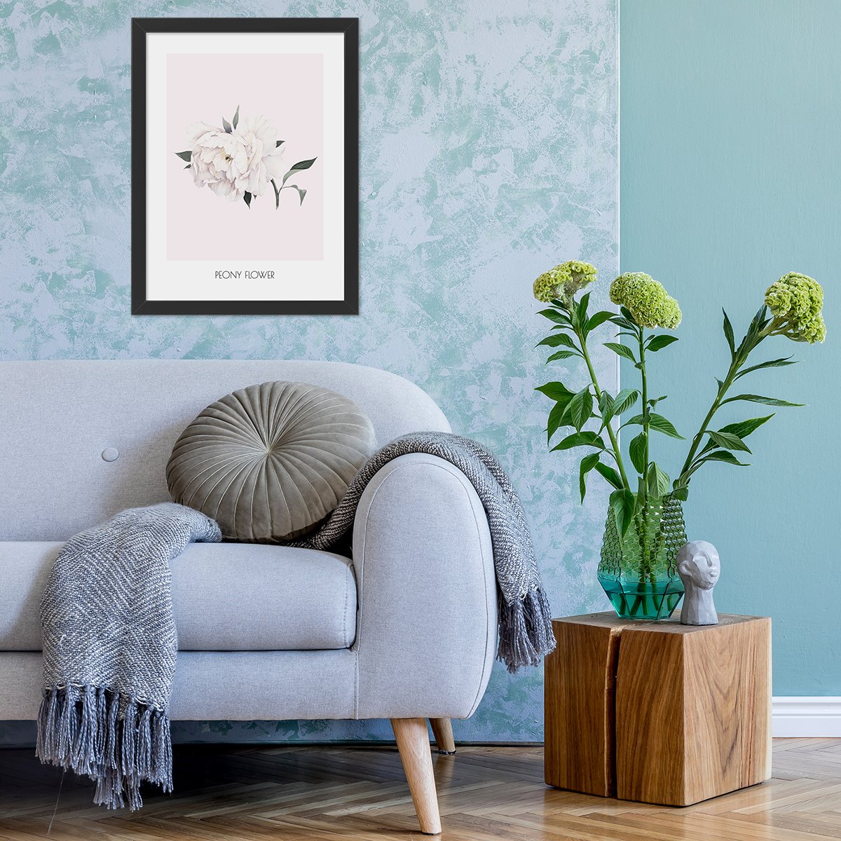 Plakaty w ramce z kwiatem piwonii do salonu#kolor_rozowy