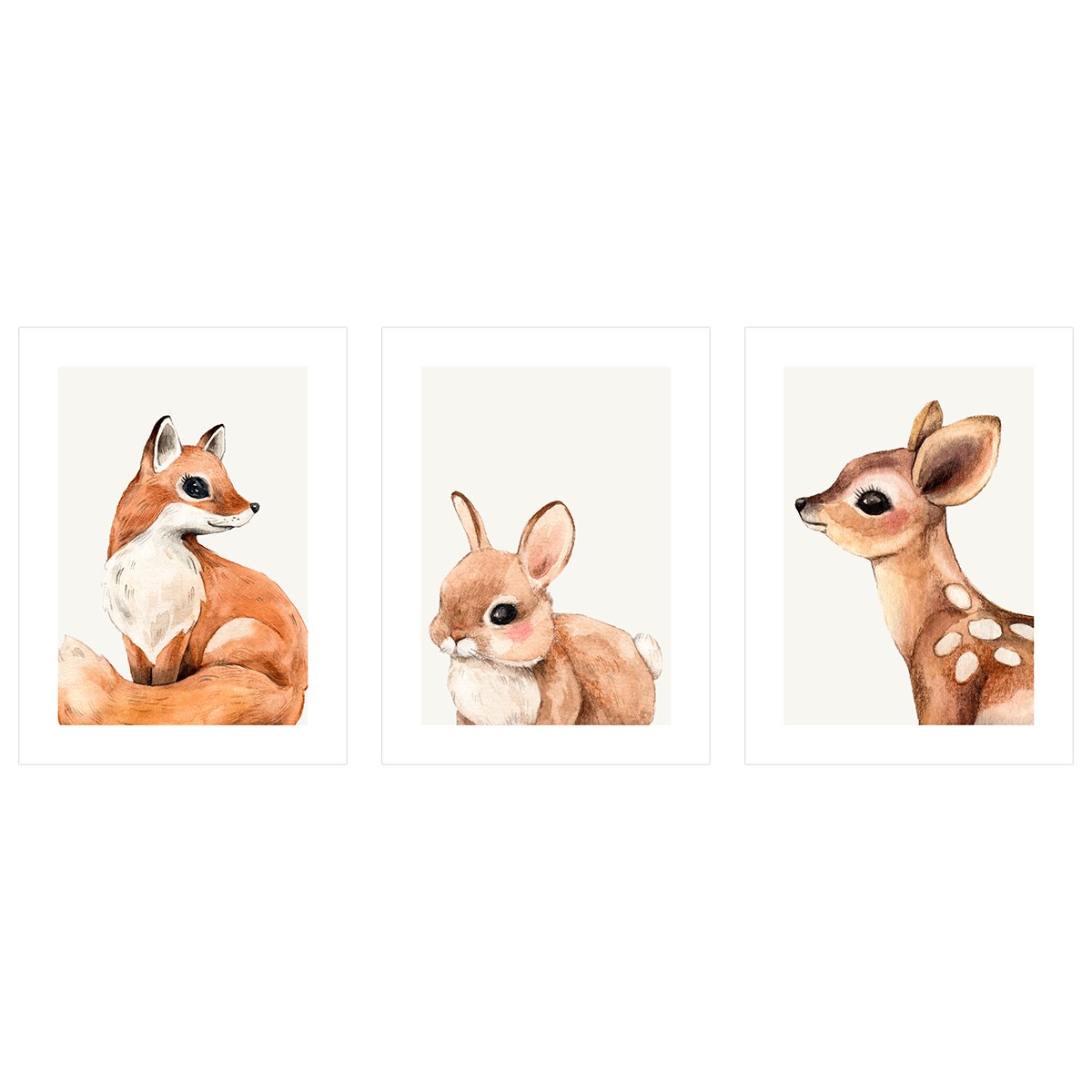 Plakaty po pokoju dziewczynki - zwierzęta leśne - zestaw trzech plakatów