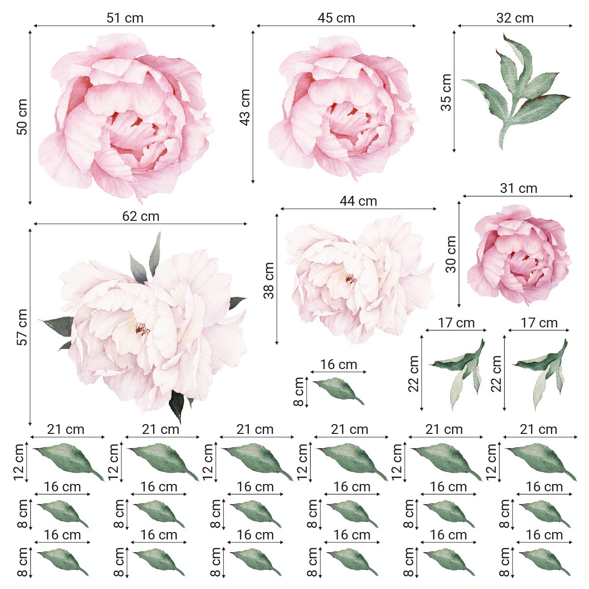 Naklejki ścienne białe i różowe piwonie do salonu#kolor_rozowy-mix