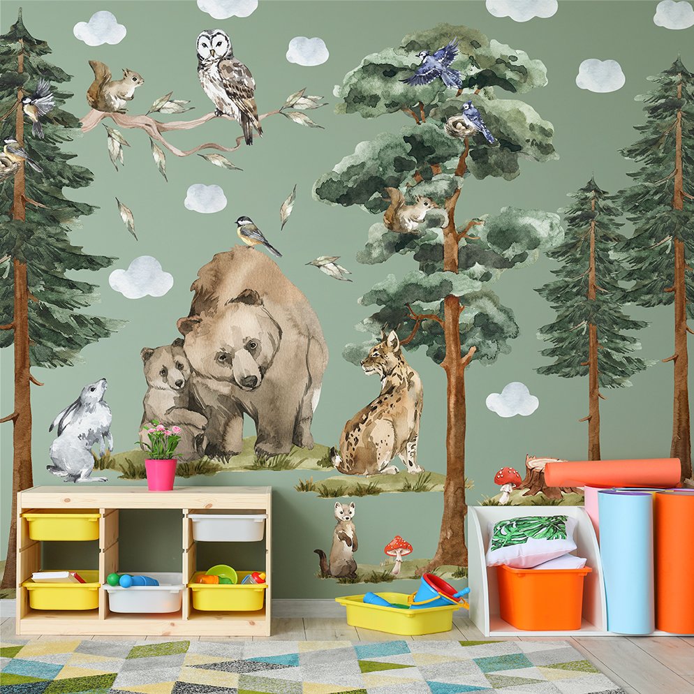 Naklejki na ścianę do przedszkola ze zwierzętami leśnymi - inspiracje