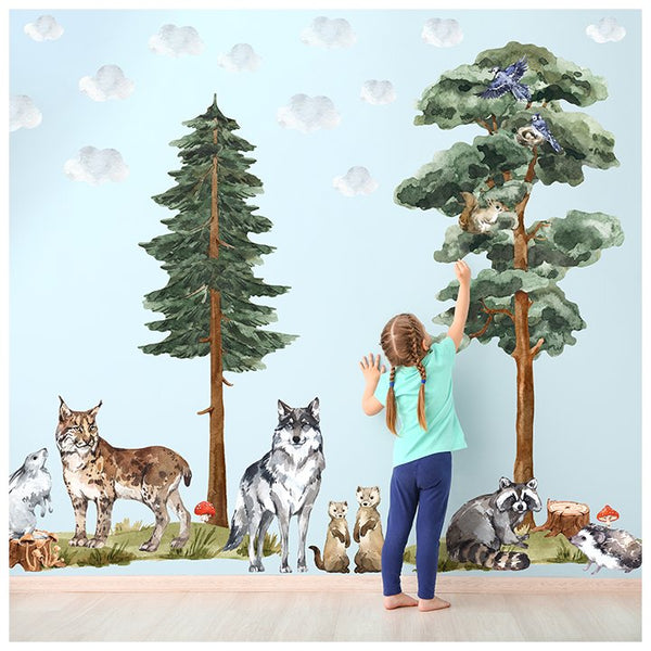 Naklejki na ścianę dla dzieci las i zwierzęta leśne - inspiracje