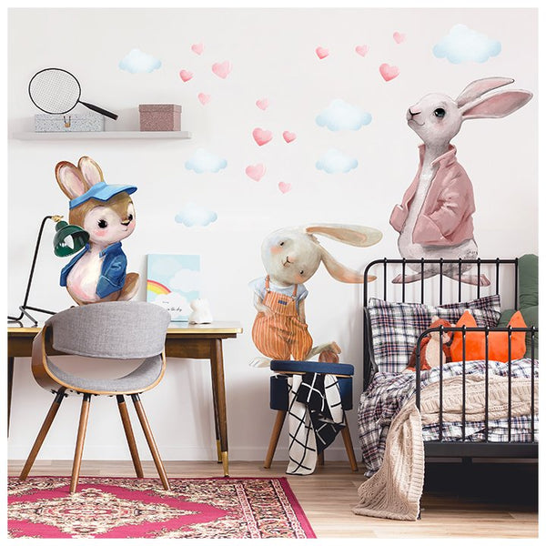 Naklejki na ścianę do pokoju chłopca z króliczkami - inspiracje