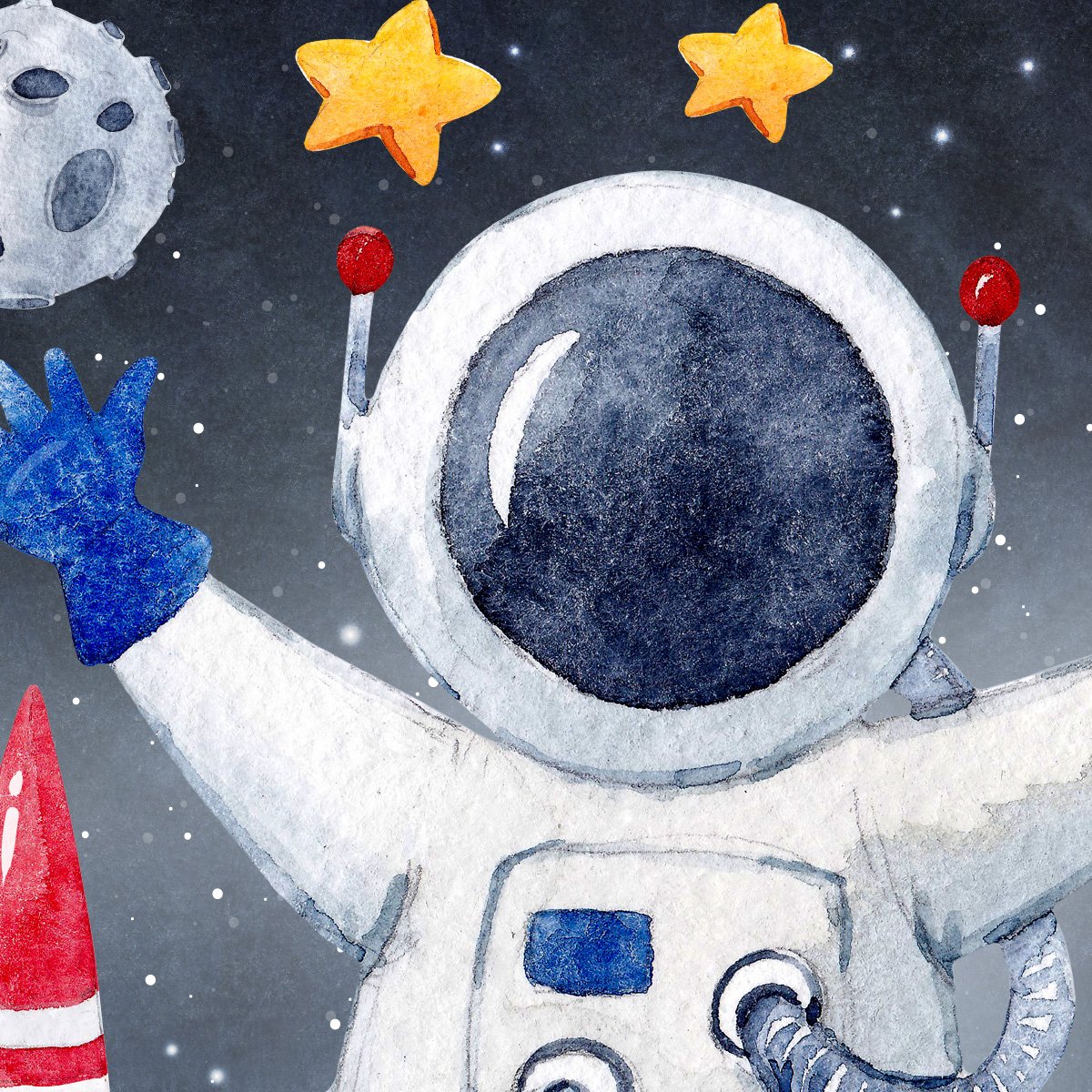 Naklejka na ścianę dla dzieci astronauta i gwiazdy