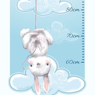 Naklejka dla dzieci miarka wzrostu - latające króliczki i baloniki#kolor_niebieski