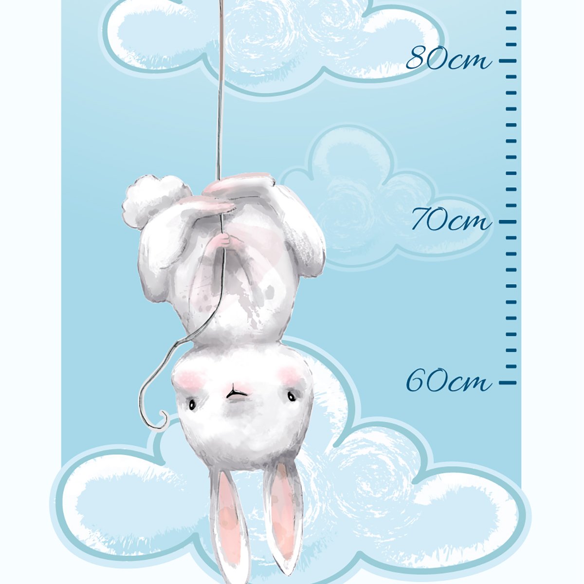 Naklejka dla dzieci miarka wzrostu - króliczki i baloniki#kolor_niebieski