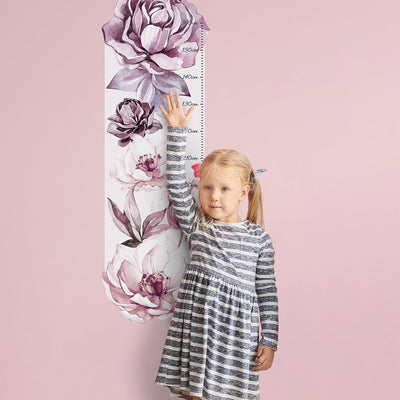 Naklejka dla dzieci miarka wzrostu - kwiaty#kolor_rozowy