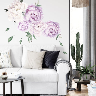 Naklejka na ścianę do salonu fioletowe i białe kwiaty#kolor_fioletowy