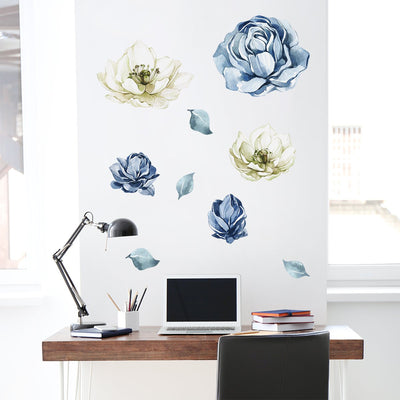Naklejka kwiaty na ścianę#kolor_niebieski