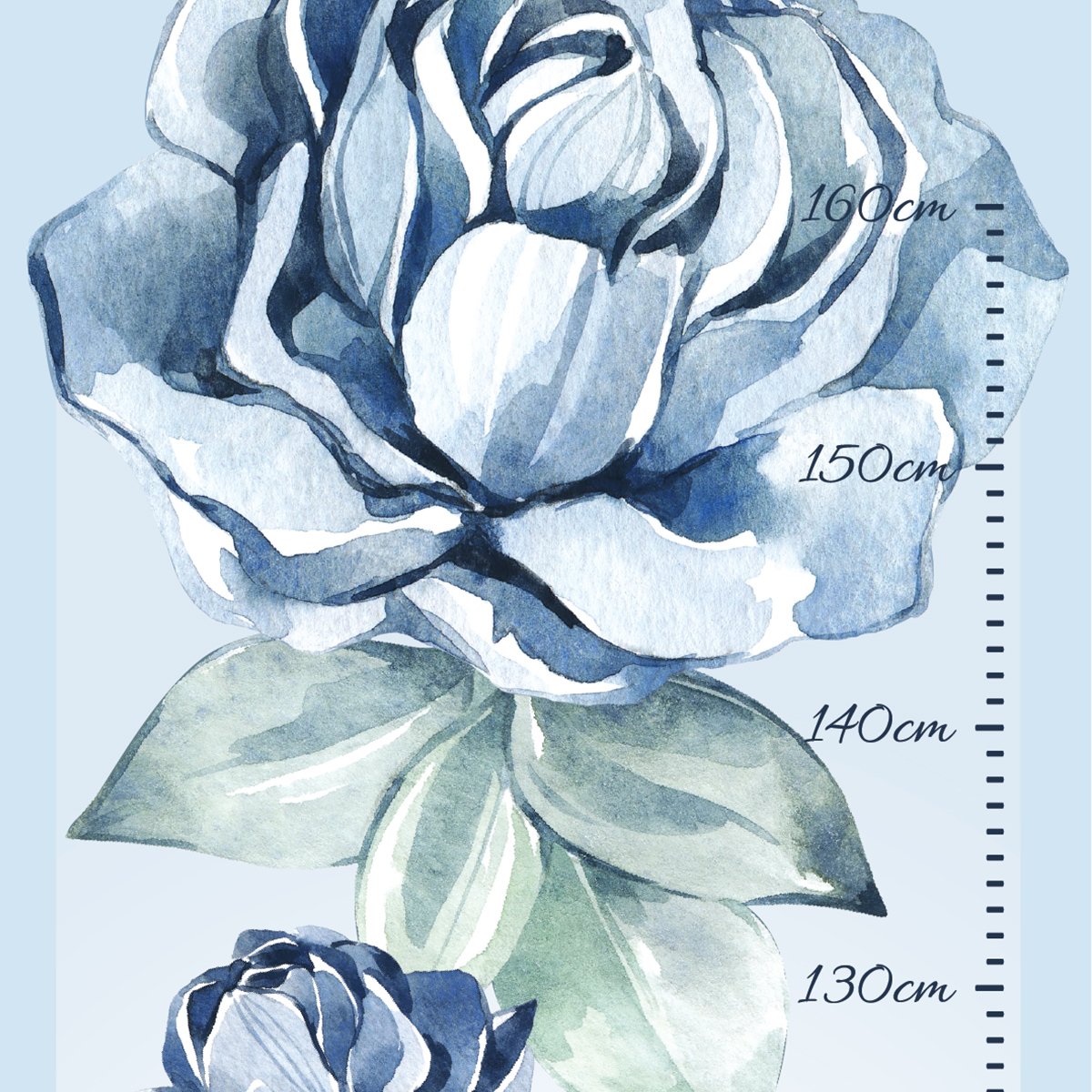 Naklejka miarka wzrostu dla dziewczynki kwiaty#kolor_niebieski