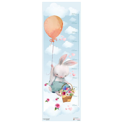 Naklejka na ścianę miarka wzrostu dla dzieci króliczek z balonikiem