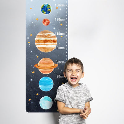 Naklejka na ścianę miarka wzrostu dla dziecka układ słoneczny, planety