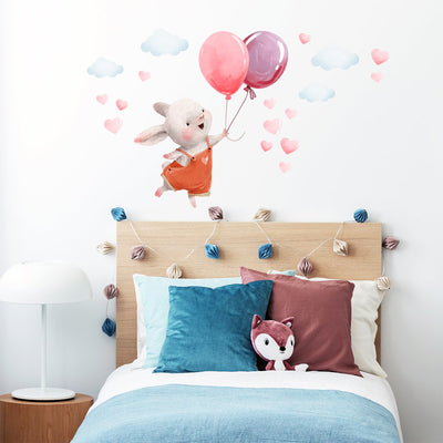Naklejka na ścianę króliczek i balon dla dzieci