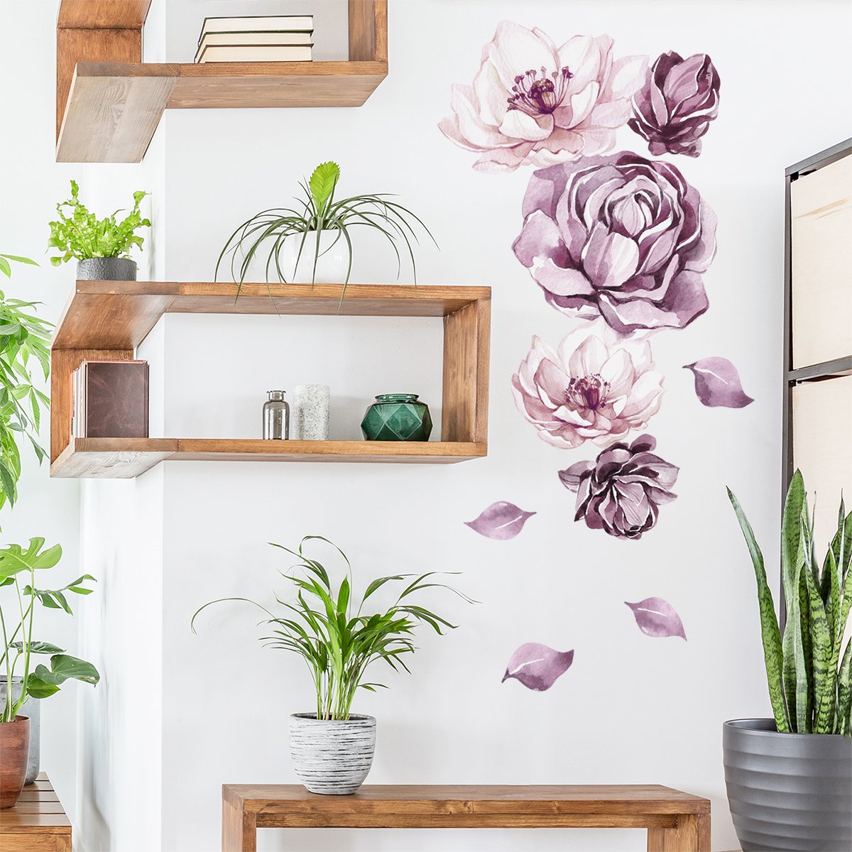 Naklejka na ścianę do salonu kwiaty#kolor_rozowy