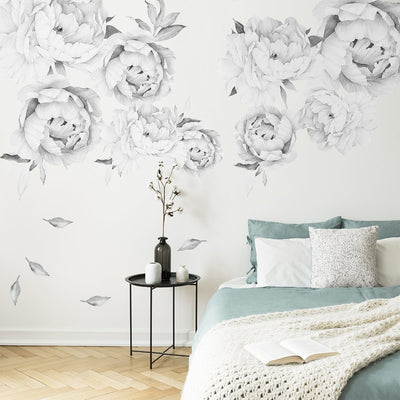 Naklejka na ścianę duże kwiaty do sypialni#kolor_szary