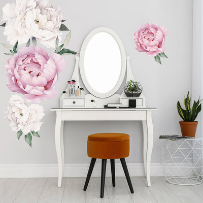 Naklejka na ścianę białe i różowe kwiaty do sypialni#kolor_rozowy