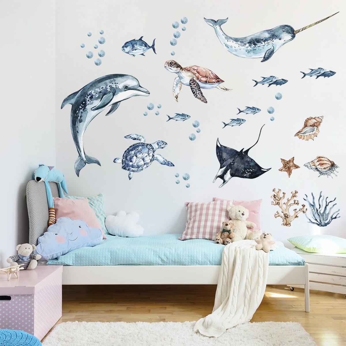 Naklejka na ścianę dla dzieci morskie zwierzęta