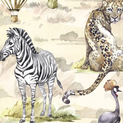 Naklejka na ścianę dzikie zwierzęta Afryki z zebrą i lampartem do pokoju dziecięcego
