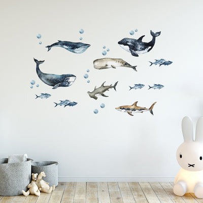 Naklejka na ścianę dla dziecka orka i zwierzęta morskie