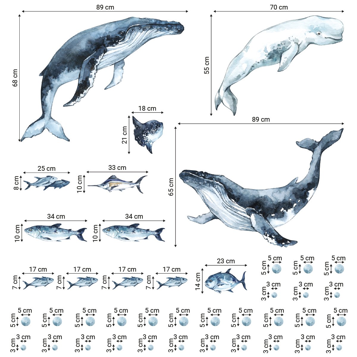 Naklejka do przedszkola wieloryb i zwierzęta morskie