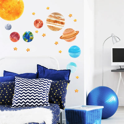 Naklejki na ścianę dla dzieci kosmos, planety i gwiazdy