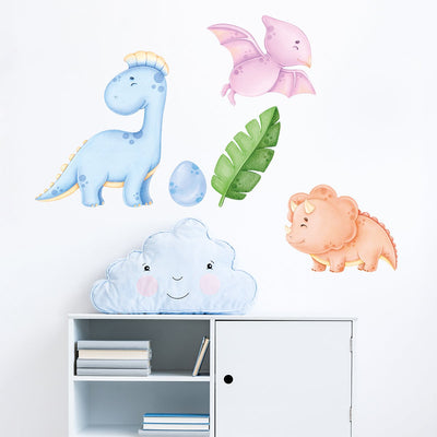 Naklejki na ścianę dla dzieci kolorowe zwierzęta, bajkowe dinozaury