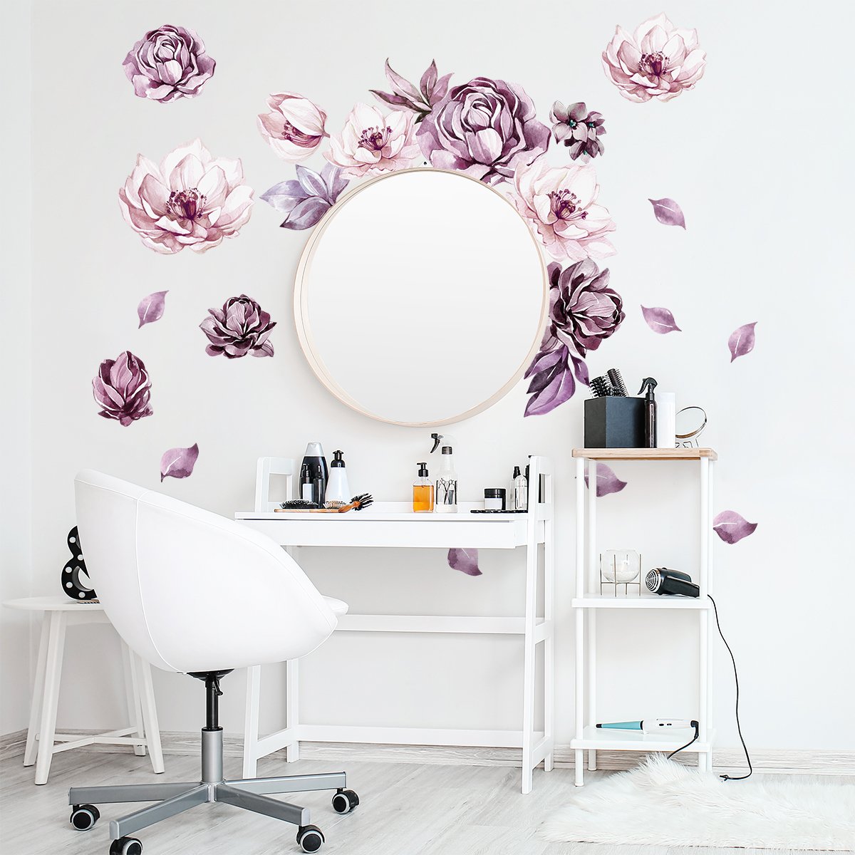 Naklejki do salonu fryzjerskiego - kwiaty#kolor_rozowy