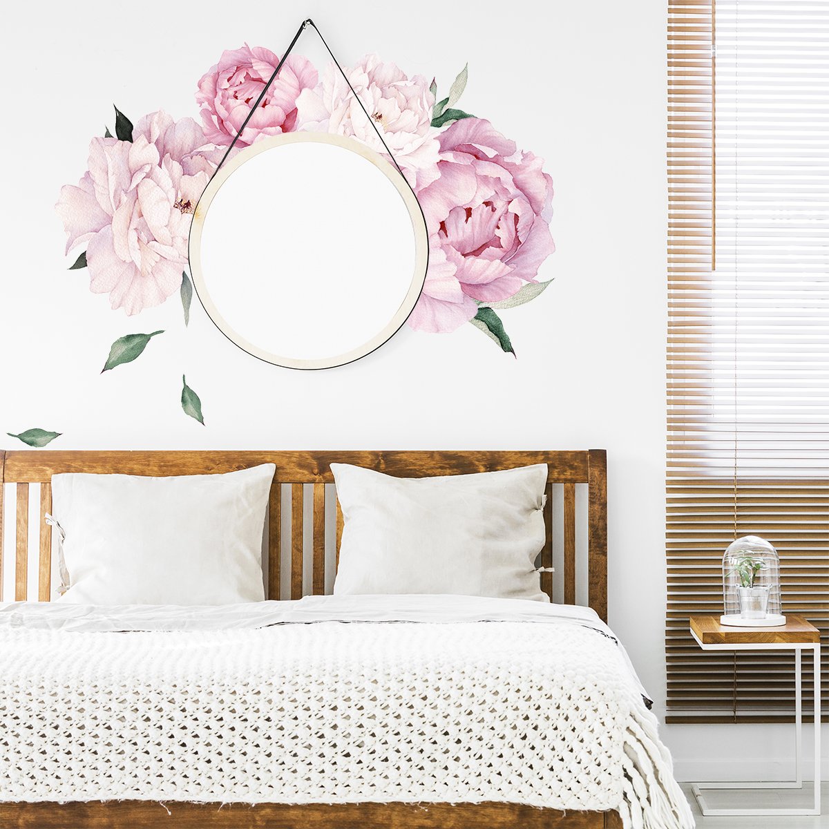 Naklejki na ścianę do sypialni różowe piwonie vintage do sypialni#kolor_rozowy-mix