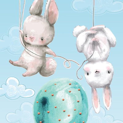 Naklejki króliczki i latające miętowe baloniki#kolor_mietowy