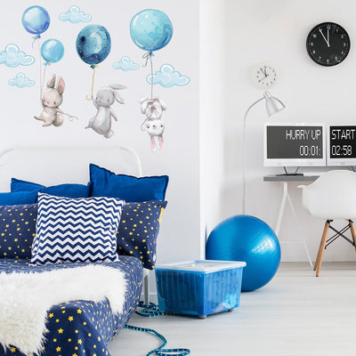 Naklejki króliki i balony do pokoju dzieci#kolor_niebieski