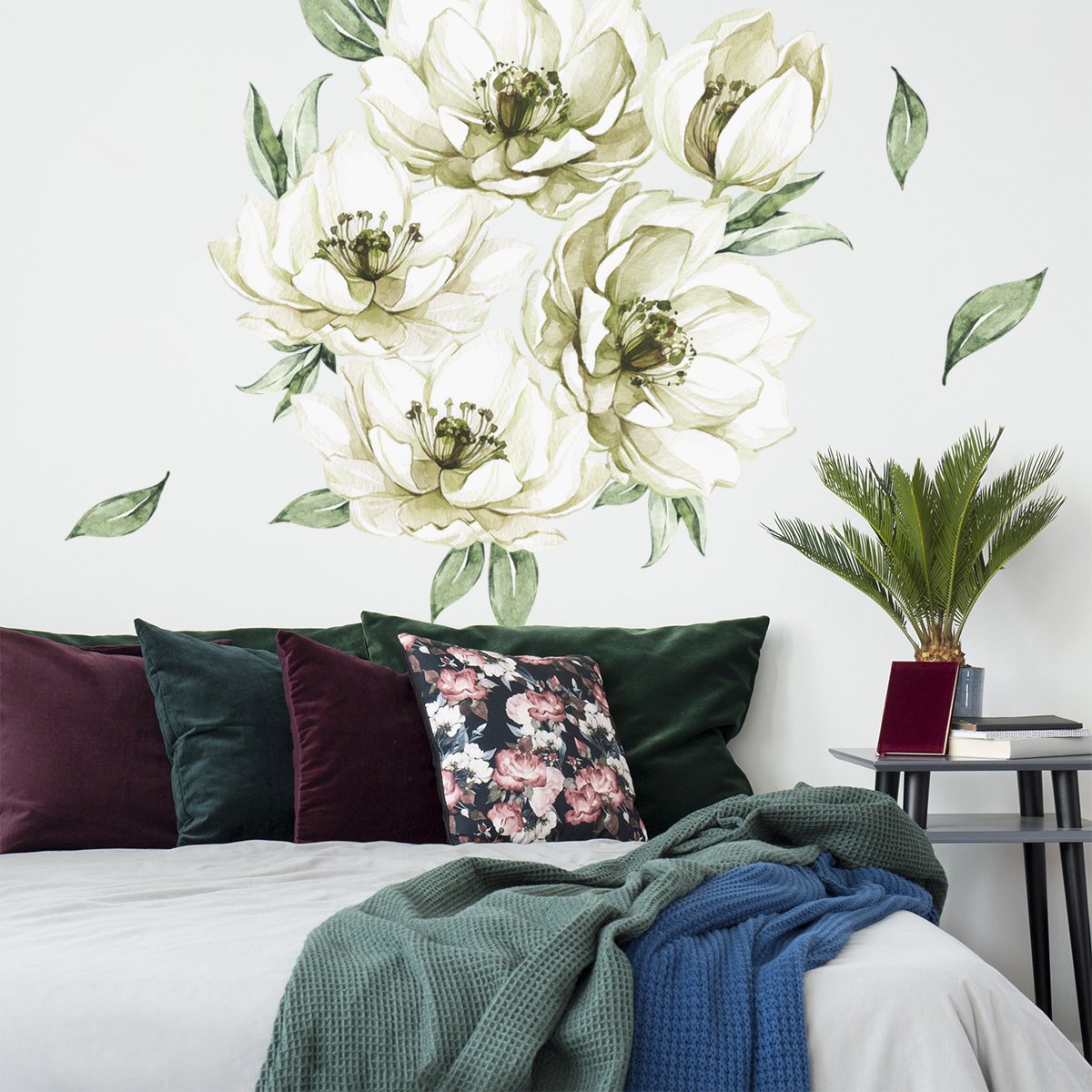 Naklejki na ścianę zielone kwiaty do sypialni#kolor_zielony