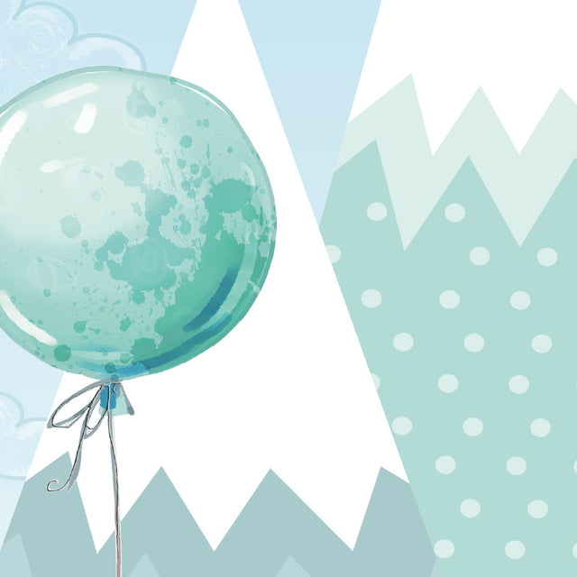 Naklejki na ścianę miętowe balony i skandynawskie góry#kolor_mietowy