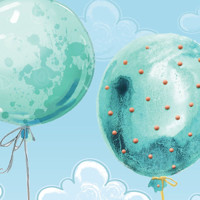 Naklejki na ścianę chmurki i miętowe balony#kolor_mietowy