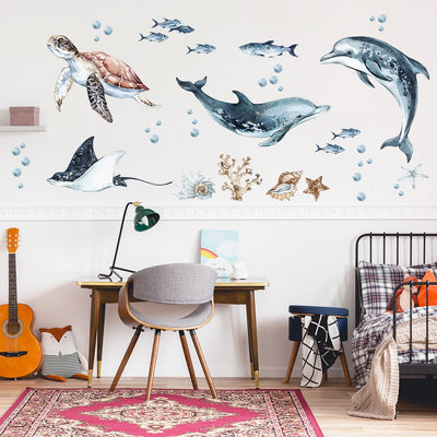 Naklejki na ścianę delfin i zwierzęta morskie