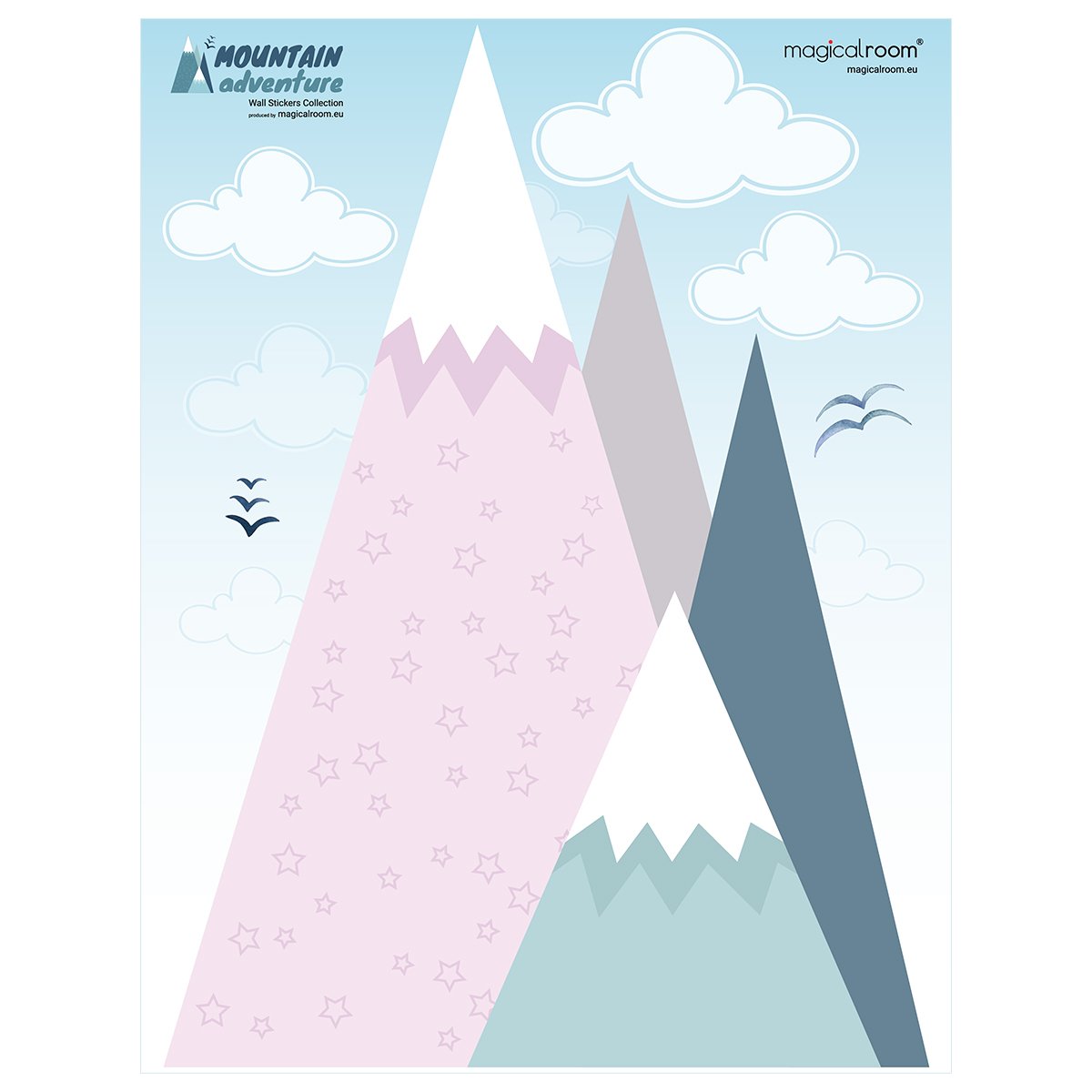 Naklejki na ścianę dla dziecka skandynawskie góry#kolor_rozowy