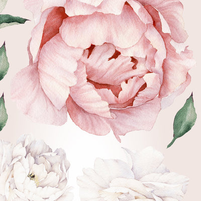Naklejki na ścianę brzoskwiniowe i białe kwiaty dla dziewczynki#kolor_brzoskwiniowy