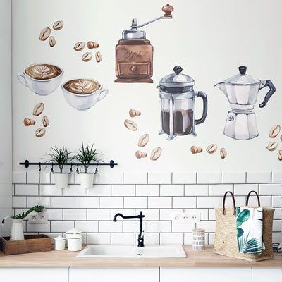 Naklejki na ścianę do kuchni z kawą