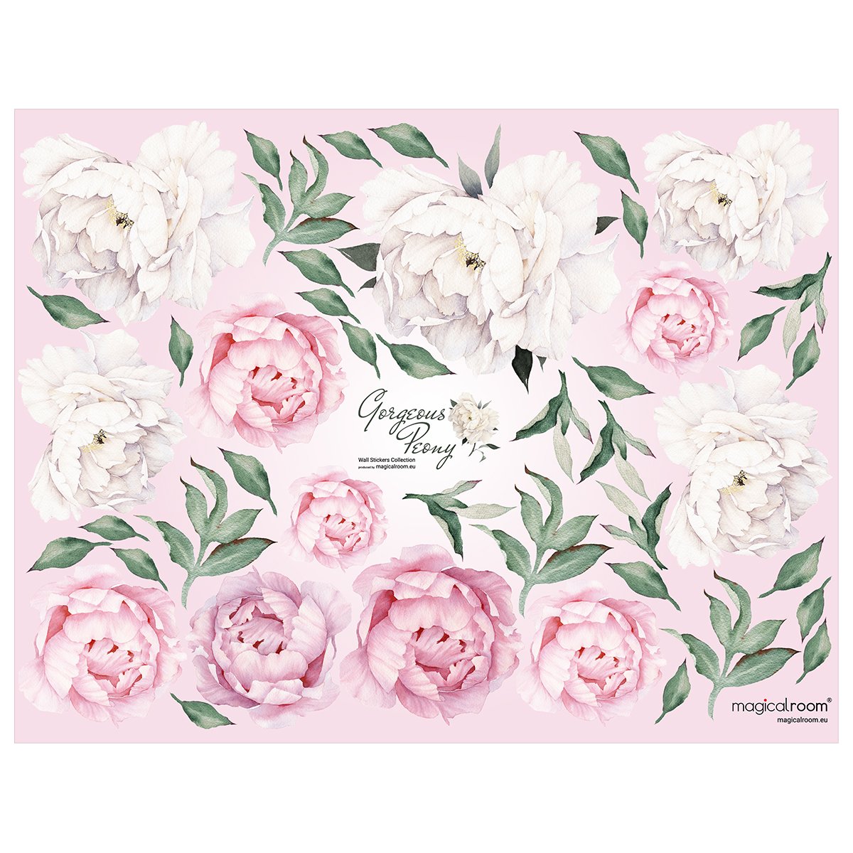 Naklejki na ścianę białe i różowe rośliny do przedpokoju#kolor_rozowy