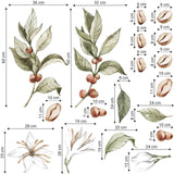 Naklejki na ścianę do restauracji z gałązkami i liśćmi kawy