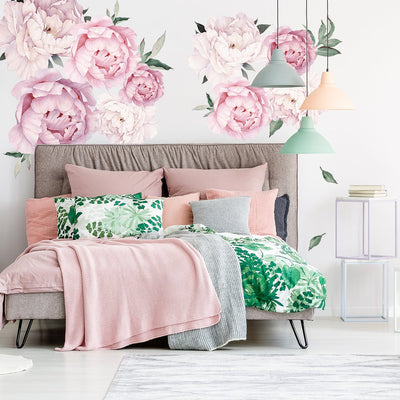 Naklejki na ścianę do sypialni duże kwiaty#kolor_rozowy-mix