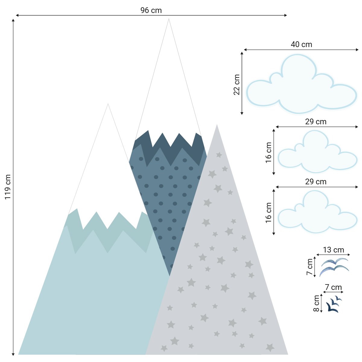 Naklejki na ścianę dla dzieci góry#kolor_niebieski