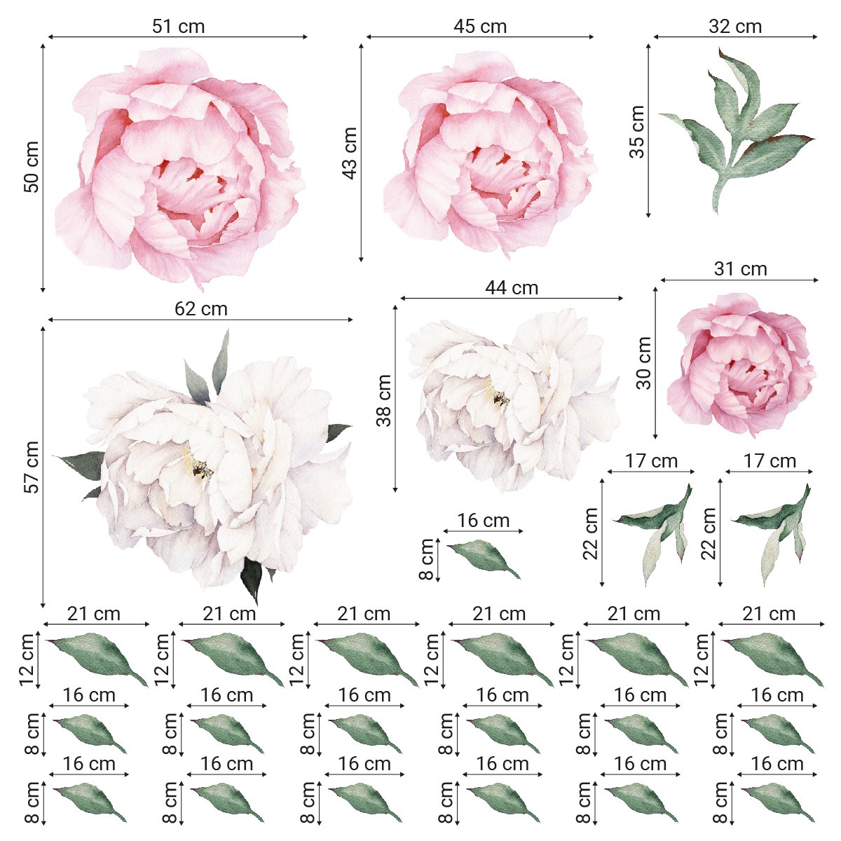 Naklejki na ścianę różowe i białe kwiaty do salonu#kolor_rozowy