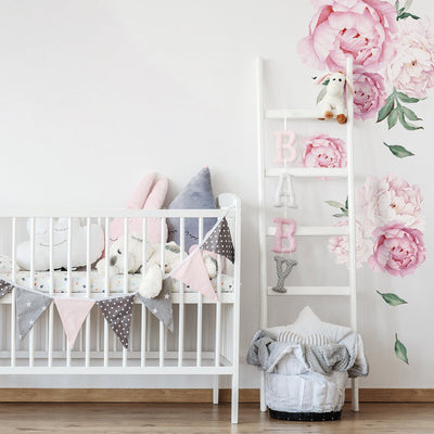 Naklejki na ścianę różowe kwiaty do pokoju dziecięcego#kolor_rozowy-mix
