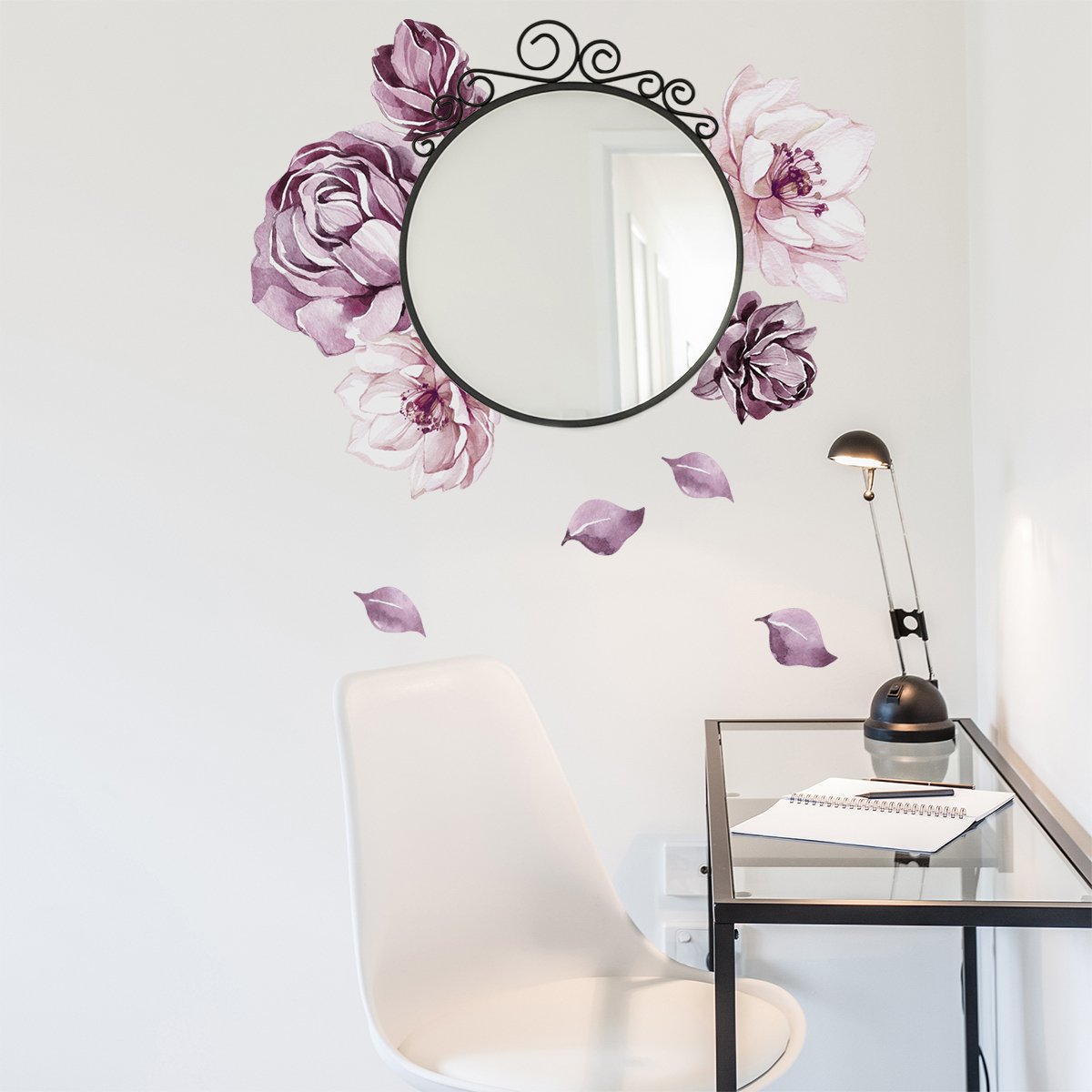 Naklejki na ścianę do salonu - kwiaty#kolor_rozowy