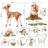 Naklejki na ścianę zielona łąka ze zwierzętami leśnymi