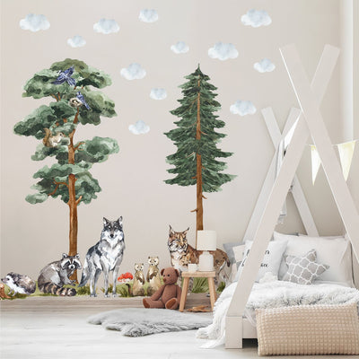 Naklejki na ścianę do pokoju dziecięcego las i zwierzęta