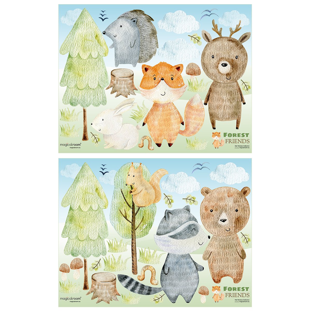 Naklejki na ścianę dla dzieci las i zwierzęta leśne - pomysł na dekorację ścian pokoju czterolatka