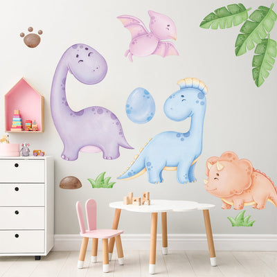 Duże naklejki na ścianę zwierzęta, dinozaury dla małych dzieci
