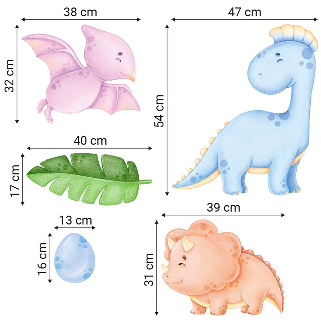 Kolorowe naklejki ścienne dla dzieci uśmiechnięte dinozaury